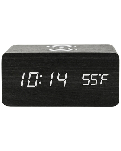 Ztech Zunammy Wooden Digital Alarm Clock & Thermometer With Wireless Charger