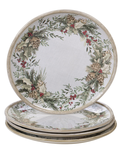 Certified International Set Of 4 Holly And Ivy Dinner Plates