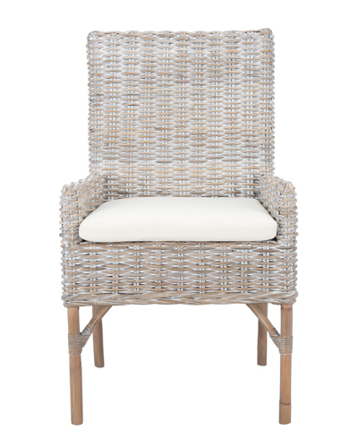 Safavieh Nancy Rattan Accent Chair W/ Cushion In Grey