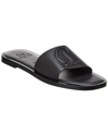 Christian Louboutin Leather Logo Red Sole Slide Sandals In Black