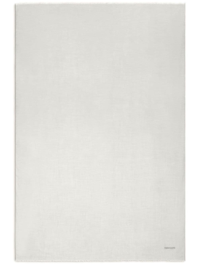 Ferragamo Logo-embroidered Cashmere Shawl In White