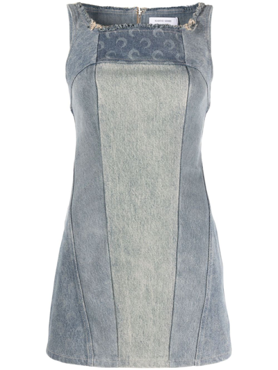 Marine Serre Blue Regenerated Denim Mini Dress In Light Blue