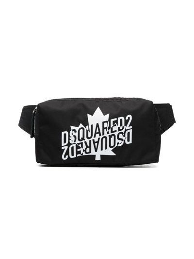 Dsquared2 Kids' Logo-print Zip-up Belt Bag In Black