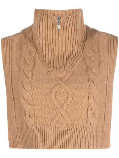 Apc Cable-knit Cropped Collar In Brown