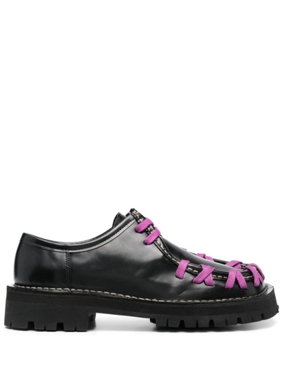 Camperlab Eki Leather Derby Shoes In 002 Black Purple