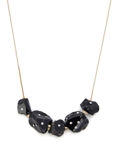 Marni Embellished Brass Necklace In Gold