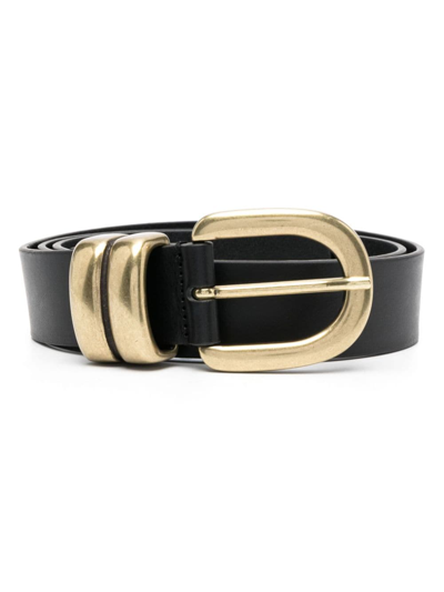 By Malene Birger Zoira Leather Belt In Black  