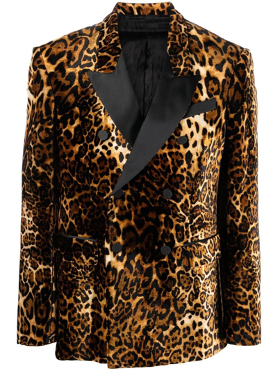 Roberto Cavalli Leopard-print Blazer In Neutrals