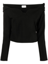 Magda Butrym Off-shoulder Wool-blend Top In Black