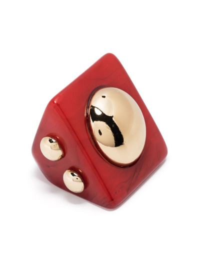 La Doublej Hathor Square Ring In Red