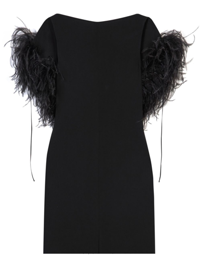 16arlington Nerine Feather-detail Minidress In Black