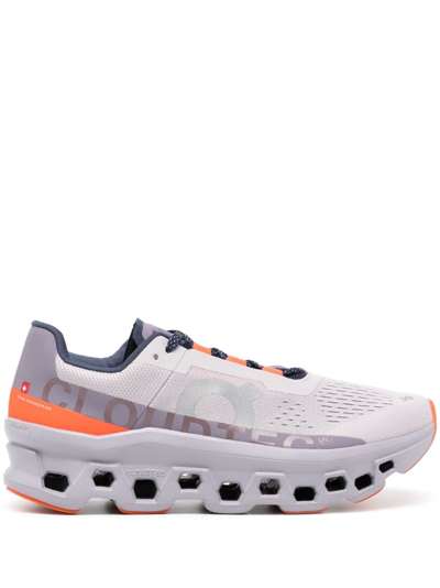 On Running Cloudmonster Running Trainers In Pearl Flame