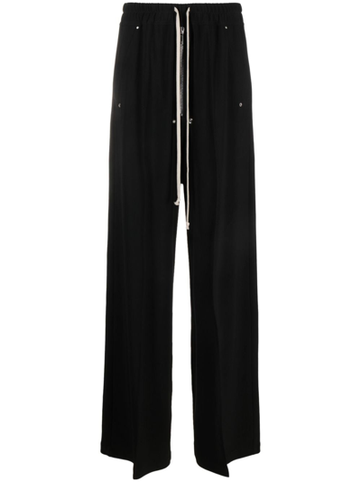 Rick Owens Dietrich Pleated Crepe Wide-leg Pants In Black