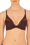Natori Feathers Contour Plunge T-shirt Everyday Plunge Bra (30c) Women's In Cocoa