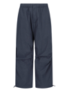 Studio Nicholson Straight Trousers With Elastic Waistband And Drawstring Hem In Blue