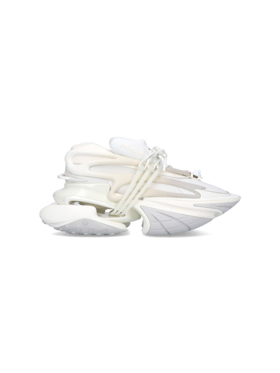 Balmain Leather Unicorn Runner Sneakers In White