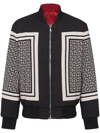 Balmain Monogram-print Reversible Bomber Jacket In Black  