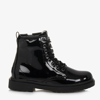 LELLI KELLY GIRLS BLACK PATENT LEATHER ANKLE BOOTS