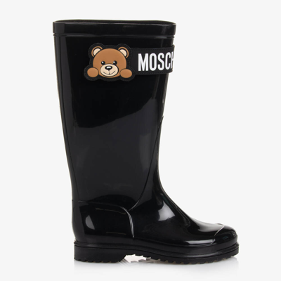 Moschino Kid-teen Black Teddy Bear Rain Boots