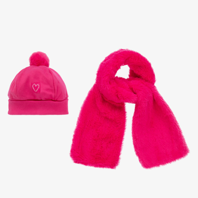 Agatha Ruiz De La Prada Kids'  Girls Pink Pom-pom Hat & Scarf Set