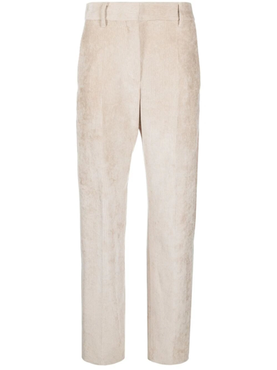 Brunello Cucinelli Neutral Corduroy Wide-leg Trousers In White