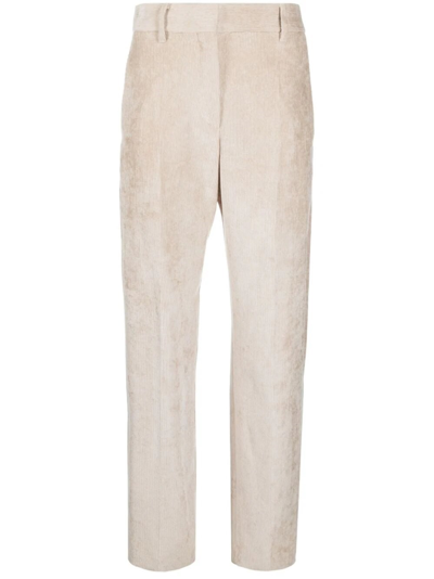 Brunello Cucinelli Neutral Corduroy Wide-leg Trousers In Neutrals