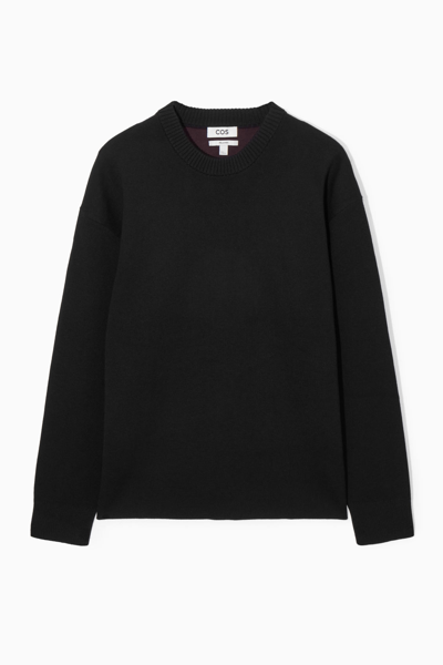 Cos Relaxed-fit Merino Wool Jumper In Black