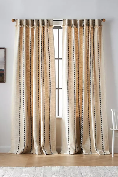 Anthropologie Pieced Stripe Curtain In Black