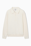 Cos Collared Half-zip Sweatshirt In White