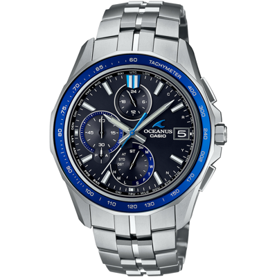 Pre-owned Casio Oceanus Ocw-s7000-1ajf Manta Bluetooth Radio Solar Titanium Watch Silver