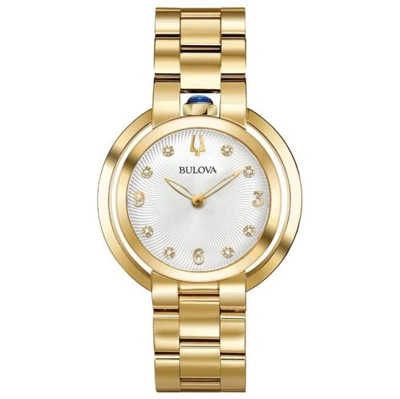 Pre-owned Bulova Rubaiyat Women's Quartz Gold Tone White Dial Watch 35mm 97p125