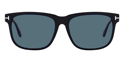 Pre-owned Tom Ford Ft0775 Stephenson Sunglasses Matte Black Dark Teal Dark Teal 56mm In Blue
