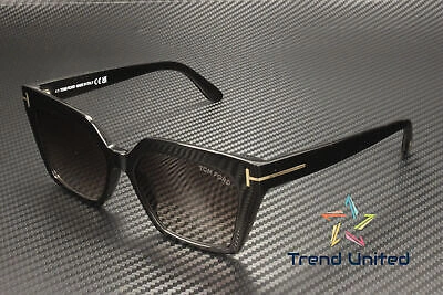 Pre-owned Tom Ford Ft1030 01z Shiny Black Gradient Mirror Violet 53 Mm Women's Sunglasses In Purple