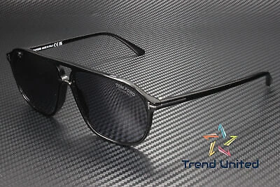 Pre-owned Tom Ford Ft1026 N 01d Plastic Shiny Black Smoke Polarized 61 Mm Men's Sunglasses In Gray