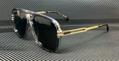 Pre-owned Gucci Gg1105s 001 Gray Gold Men's 63 Mm Xl Size Sunglasses