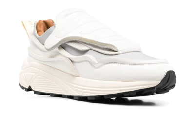 Pre-owned Buttero Made In Italy Hand Crafted Vara Panelled Touch-strap Vintage Sneakers In White / Grey