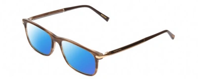 Pre-owned Chopard Carbon Fiber&wood Vch249 Unisex Polarized Sunglasses In Brown/gold 55 Mm In Blue Mirror Polar