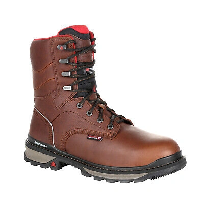 Pre-owned Rocky Boots Rocky Mens Dark Brown Leather Rams Horn 800g Wp Ct Work Boots
