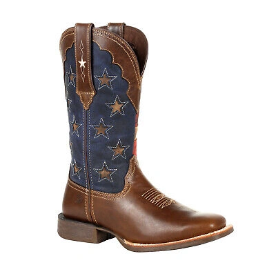 Pre-owned Durango Womens Saddle/vintage Flag Leather Rebel Pro Cowboy Boots