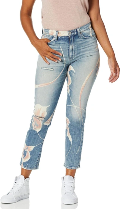 Pre-owned Hudson Women's Zoeey High Rise Deep Cuff Straight Crop 5 Pocket Jean In In Bloom