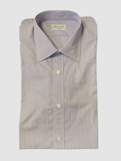 Pre-owned Charvet $695  Paris Men's Purple Check Long-sleeve Dress Shirt Size 16.5 / 42