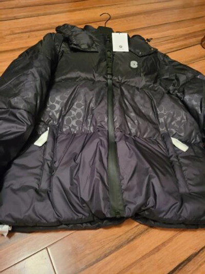 Pre-owned Coach Logo Men Black Puffer Jacket 2xl Limited Edition