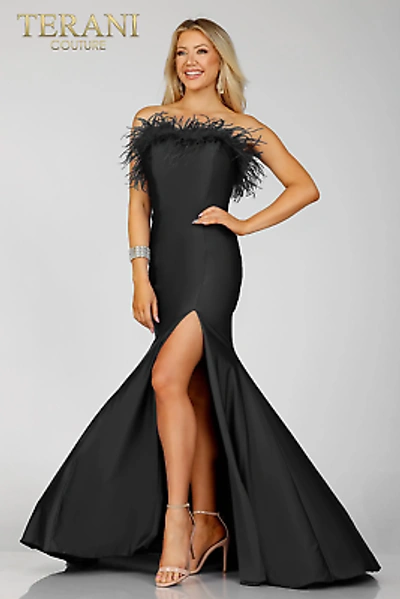 Pre-owned Terani Couture 231p0067 Evening Dress Lowest Price Guarantee Authentic In Black