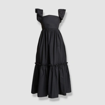 Pre-owned Cara Cara $695  Women's Black Darby Poplin Midi Dress Size Xs