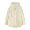 Jil Sander Cream Quilted Hooded Shell Coat In Beige