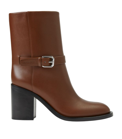 Burberry Leather Ankle Boots In Brown