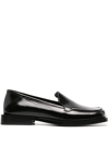 Attico Micol Asymmetric-toe Leather Loafers In Black