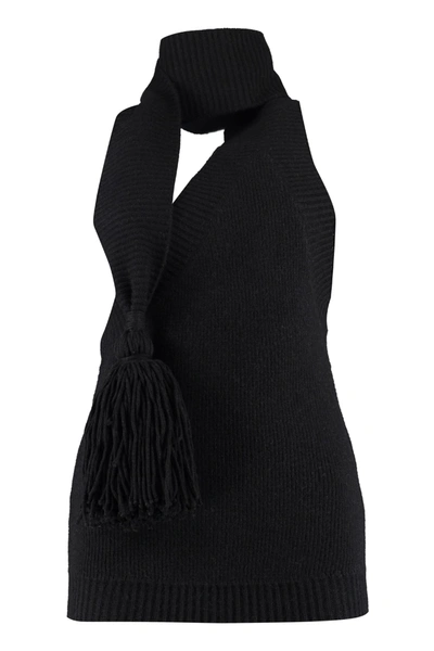 Bottega Veneta Knitted One-shoulder Top In Black