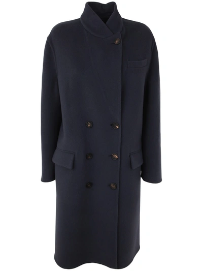 Brunello Cucinelli Double Breasted Overcoat Clothing In Night Sky