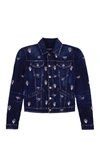 Dsquared2 Crystal-embellished Cropped Denim Jacket In Navy Blue